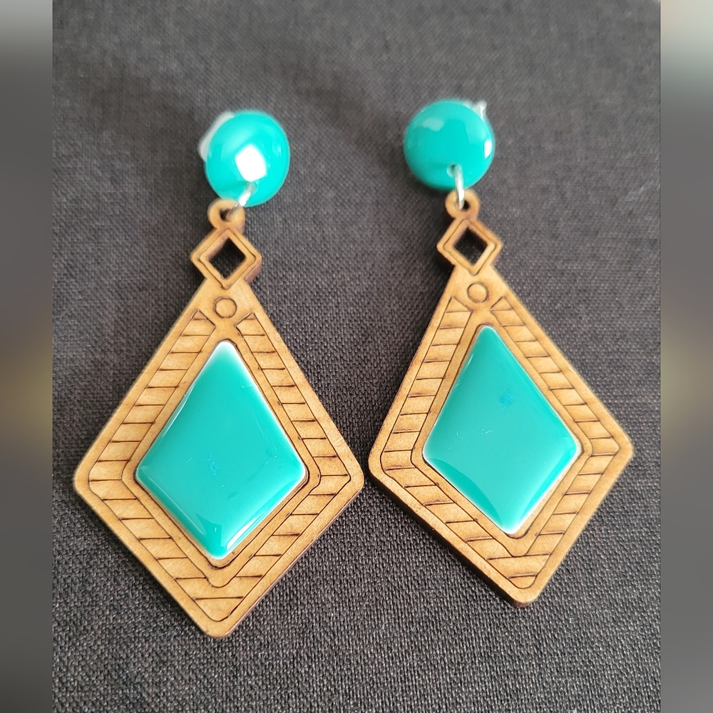 Handmade Geometric Wooden Earrings Drop